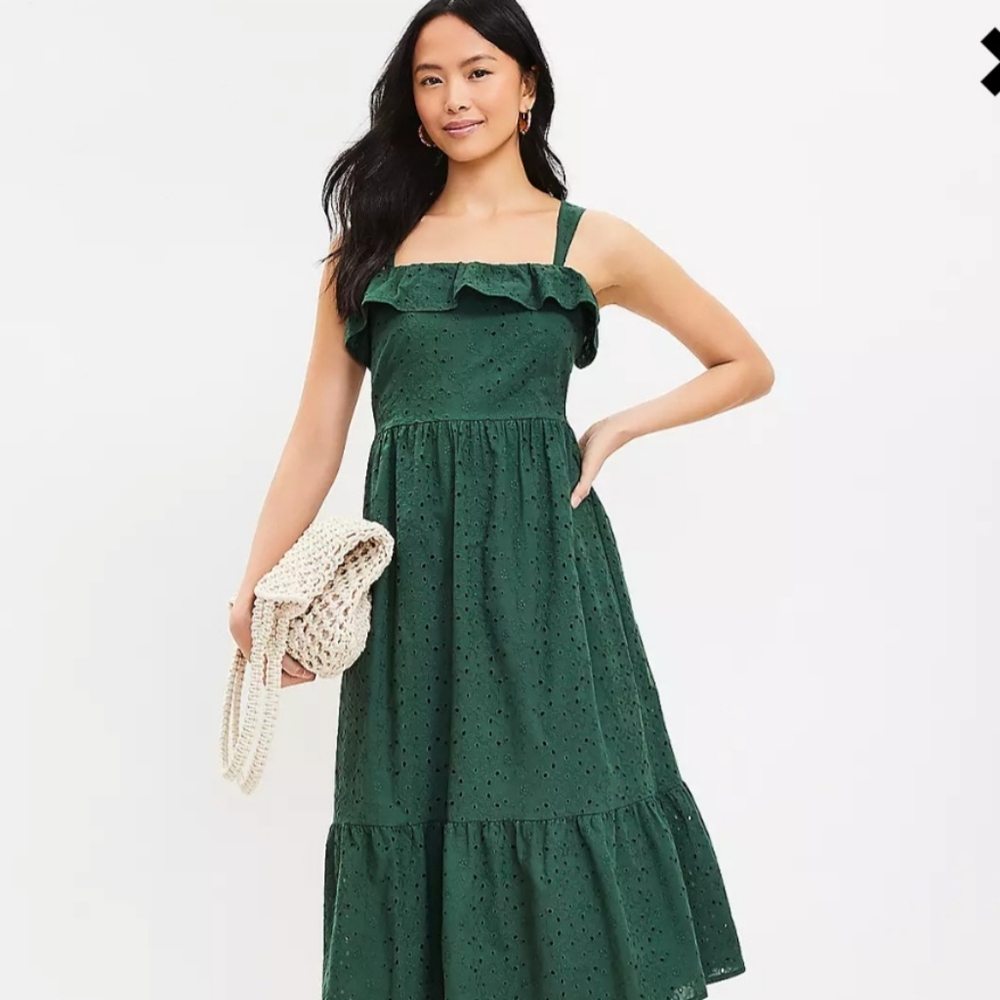 NWT Loft eyelet square-necked midi sundress